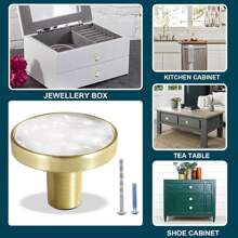 Juego de 1 pieza de tiradores dorados adecuados para los cajones de la cómoda, tiradores de cómoda de latón, tiradores circulares de gabinete adecuados para gabinetes de cocina, puertas de gabinete, accesorios decorativos de muebles, diámetro de 1-1/4 pulgadas, blanco