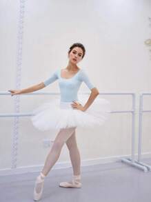 balletto Adult Ballet Tutu Skirt, Solid Color Performance Tutu Skirt, Handmade 8-Layer Puffy Tulle Skirt, Swan Lake Ballet Dance Dress - 白色 - 查看 5