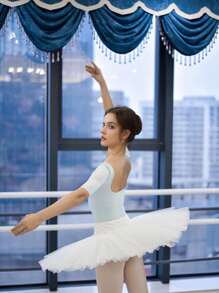 balletto Adult Ballet Tutu Skirt, Solid Color Performance Tutu Skirt, Handmade 8-Layer Puffy Tulle Skirt, Swan Lake Ballet Dance Dress - 白色 - 查看 3