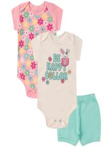 Lumari Kids 3-Piece Baby Clothing Kit Bodysuit And Shorts, Boy And Girl 100% Cotton Suedine, Wholesale Newborn Layette, S M L And GG - 查看 6