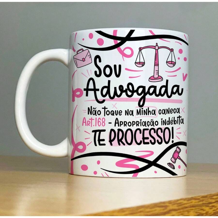 Caneca Personalizada de porcelana – Profissão: Sou Advogado - Sou Advogada - Com Flork -  325ML - Multicolorido - Visão 1