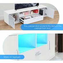 OYAJIA Modern LED TV Unit 1600mm White Modern TV Stand Cabinet With Ambient Lights(USB Powered) For 32 40 43 50 52 55 60 65 Inch 4k TV Living Room And Bedroom Furniture With Storages And Shelves - White - View 5
