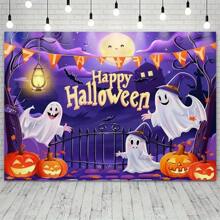 万圣节派对装饰横幅 - 1 块涤纶蝙蝠鬼照片背景布，无需电源，适用于房间和花园、狂欢节主题活动和派对用品、圣诞节 - 彩色 - 查看 6