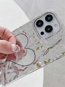 个性化腕带链电镀皱纹心形镜面银色手机壳适用于 17/17 Pro Max/17/17 Air/17 Pro、Apple 16、Apple 16 Pro、Apple 16 Plus、Apple 16 Pro Max、Apple 16e - 銀色 - 查看 6