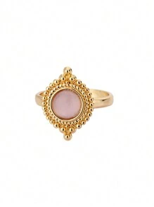 1 Stück Edelstahl Opal Ring für Frauen, ästhetischer Wassertropfen-Goldfarbe Hochzeitsring, wasserdichter Fingerring Schmuck Accessoire Geschenk