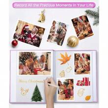 1pc Photo Album 4x6 5x7 8x10in Self Adhesive Scrapbook Album For Pictures DIY Photo Book,Metal Pen And Scraper Birthday Gifts For Women Mom,Wedding Baby Family Travel, - Pink - View 6
