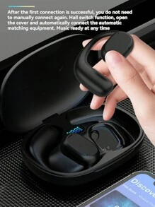 Auriculares inalámbricos tipo circumaural con Bluetooth de conducción ósea, incapaces de penetrar en el oído durante deportes, incapaces de desprenderse, auriculares Bluetooth 5.3 de alta calidad de sonido, batería ultra larga, pantalla digital LED y duración de la batería - Multicolor - Ver 6