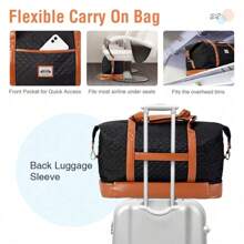 Lekesky Double Decker Holdall Bag Women Weekend Travel Overnight Weekender Duffle With Shoes Compartment & Toiletry Bag, 50L Black Quilted Traveling Bag Travelling Organizer Outfit Airport Travel Clothes Travel Stuff Luggage Bag Christmas Gift Ideas Women Girls Xmas Gifts For Mum Birthday Gift Mom Friend Thanksgiving Day Thank You Gifts - Black - View 2
