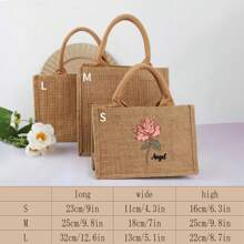 Túi vải lanh tùy chỉnh, Túi vải lanh tùy chỉnh, Túi vải tote tùy chỉnh, Túi mua sắm vải lanh tùy chỉnh, Túi vải lanh cá nhân hóa, Túi tùy chỉnh, Túi vải lanh in tùy chỉnh, Túi vải lanh sáng tạo - màu nâu - Xem 2