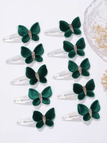 10/20pcs Mixed European & American Velvet Mini Butterfly Hair Clips, BB Clips, Baby Girl Hair Accessories, Children Clothing Accessories, Girls Butterfly Hair Decor Set, Suitable For Wear With Best Friends