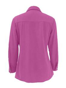 Women's Solid Color Corduroy Flap Pocket Shirt,Long Sleeve Tops