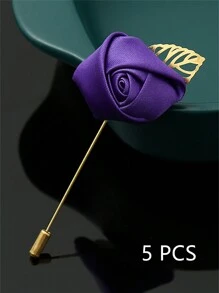 5pcs Luxury Bridal Chest Flower, Korean-Style Golden Leaves, White Rose, Bridesmaid And Groomsman Chest Flower Valentine's Day Accessories - White - View 11