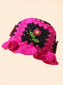 One Fashionable Crochet Hat With 3D Sunflower Flower Embellishment