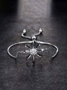 1pc Fashionable Minimalist Sunflower Artificial Zirconia Adjustable Bracelet