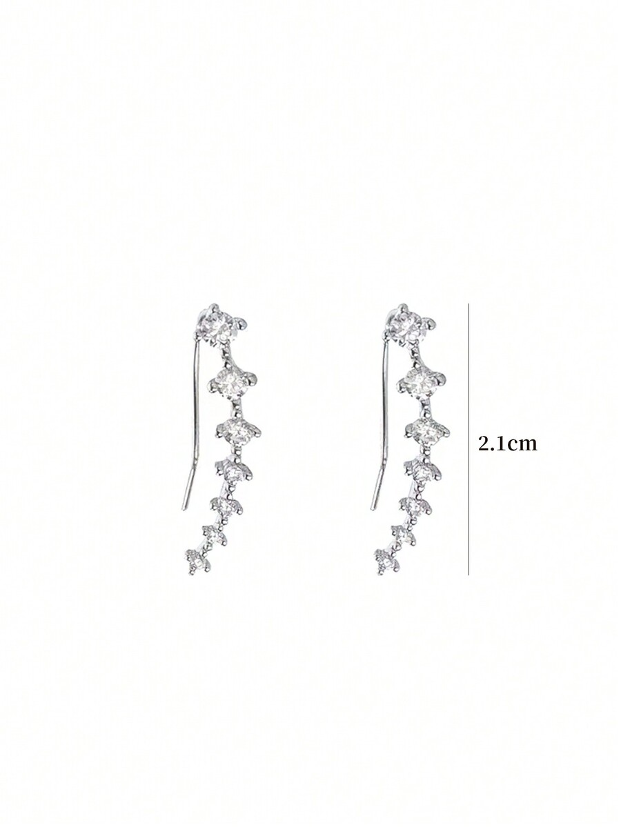 S925 Sterling Silver Ear Studs With Dazzling Zirconia Stones, Elegant