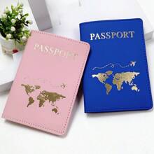 2pcs Couple's Travel Holder Faux Leather Passport Wallet Passport Cover For Honeymoon For Halloween Mini Wallet Card Wallet Passport Holder For Women Wallet Purse Wallet - Multicolor - View 11