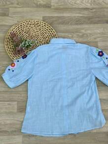 Short Sleeve Shirt - Màu xanh nhạt - Xem 2