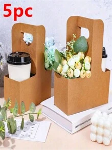 10pcs Rectangular Flower Packaging Bag, Gift Bag, Bouquet With Handle Kraft Paper Bag, Brown Flower Packaging Box, Suitable For Valentine's Day, Mother's Day, Wedding Party Decoration, Suitable For Florist - Brown - View 9