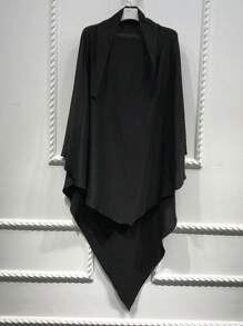1 件长款 Madina 风格环绕式即时头巾 Abaya 配饰女士面纱 - 黑色 - 查看 2
