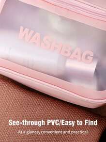 Letter Graphic Square Makeup Bag Makeup Bag Makeup Pouch Skincare Bag Toiletry Bag Packing Cubes, Travel Essentials Cruise Essentials Dorm Essentials, Wedding Bridesmaid Gifts, Mom Gifts, Birthday Gifts, Gifts For Friends And Teachers, Home Decor, Bathroom Living Room Bedroom Decor, Bathroom Organizer, Jewelry Organizer, Lip Oil Organizer, Nail Polish Organizer Storage Makeup Organizer Makeup Case - Pink - View 5