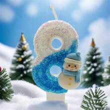 1pc 数字蜡烛0到9圣诞雪人圣诞节各种节日蛋糕插件气氛派对用品 - 雪人 - 查看 4