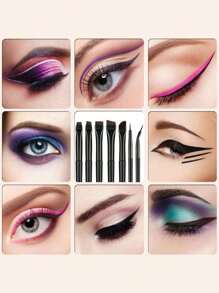 7件套眼部化妆刷套装，包括眉刷、眼线刷和斜角眼影刷，专业化妆工具，眉刷，眼影刷，螺旋刷，螺旋刷，赠品 - 彩色 - 查看 3