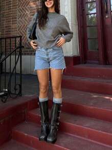 FOR BEAUTY Autumn And Winter New Solid Color Simple Round Neck Long Sleeved Daily Casual Lazy Style Knitted Sweater Knit Top, Fashion Loose And Warm Commuting Style Sweater Jumpers For Women Pullover New Year