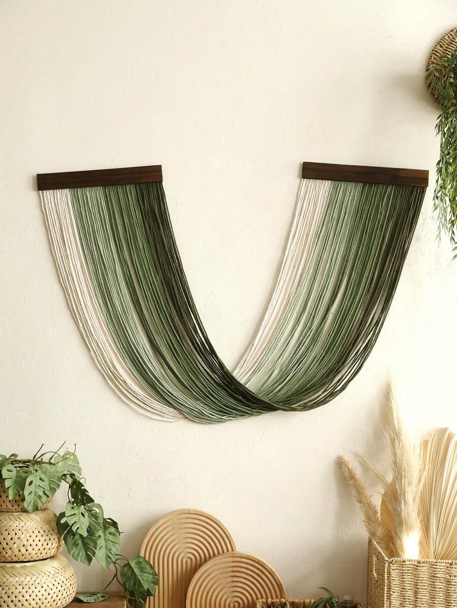 1 pieza Tapiz de estilo bohemio tejido a mano - Hilo degradado en beige - Decoración de pared grande para sala de estar, dormitorio, decoración del hogar moderna de estilo bohemio