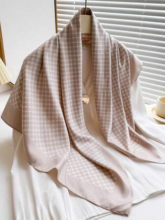 1 件女士春夏季条纹真丝围巾斜纹围巾发巾丝感百搭时尚方形围巾防晒披肩适合日常使用头巾