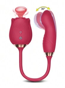 Powerful Rose Vibrator Adult Sex Toy, Female Clitoris Nipple Suction Stimulator, Female Finger Movable G-Spot Massager, Valentine's Day Gift - Red - View 12