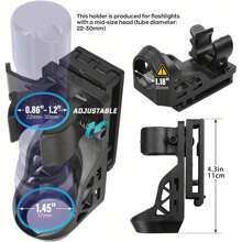 1"-1.55" Dia. Rotatable Flashlight Holster - Lever Side Lock System & Adjustable Belt Holder - Durable Construction For Outdoor And Tactical Applications - Black - View 3