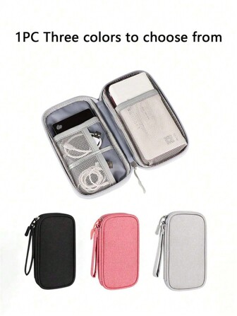 1PC Electronics Organizer Travel Case, Carrying Pouch Bag For Travel Essentials, For Cable, Charging Cord, External Hard Drive, Portable Power Bank(Zipper Random)Storage Case Cable Bag Digital Bag Charger Case For Business,Travel,School,College,Office School Supplies School Accessories Back To School University Students Organizer