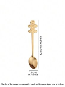 4pcs/Set Creative Stainless Steel Coffee/Tea Stirring Spoons, Snowman, Gingerbread Man, Star, Stocking Design, For Holiday Desserts Christmas Gift - Gold - View 2
