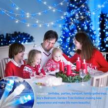 JMEXSUSS Blue And White String Lights Outdoor Indoor, 200 LED Christmas String Lights Clear Wire, 66ft Christmas Lights Plug In For Bedroom Tree Room Party Decorations - 藍白色 - 查看 5