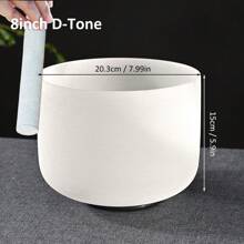 8 英寸纯白水晶唱钵，包括羊皮槌橡胶圈，用于声音疗愈冥想 - 有多种色调可供选择 - 白色 - 查看 15