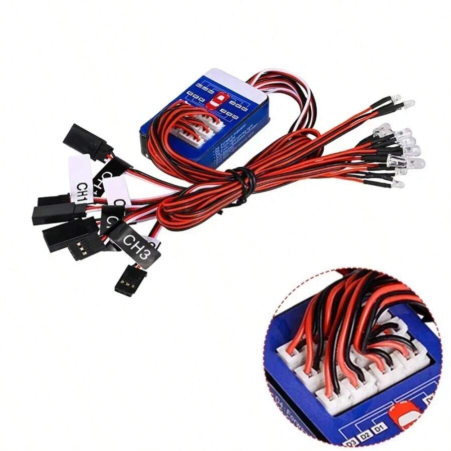 Kit éclairage LED Pour Voiture RC - 12 Lumières (phares, Clignotants, Feux Arrière) - Compatible 1/10, 1/8 - Facile à Installer