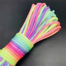 10/100m/Pieza Cordón multicolor arcoíris de 7 hebras que brilla en la oscuridad de 4mm, adecuado para uso múltiple al aire libre, emergencia de supervivencia, cuerda de paracaídas, trenzado de pulseras, camping, picnic, tendedero, correa para mascotas, duradero hilo DIY