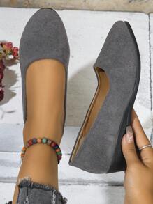 Damskie płaskie buty zamszowe, lekkie buty do chodzenia na co dzień z miękką podeszwą, uniwersalne buty na płaskim obcasie z niską cholewką