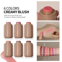 SHEIN X Milania Lakerain Pocket Blush, Creamy Stick Blush, Lightweight Formula, Long-Lasting Waterproof Moisturizing, Natural Finish, All Skin Tones, 6 Colors, Makeup Stick For Cheeks, Eyes, Lips, ≤300g - Multicolor - View 1