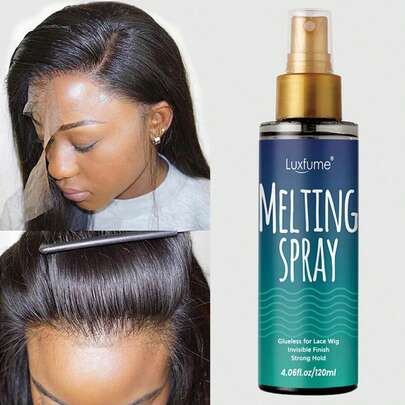 花邊熔化噴霧和定型噴霧(120毫升),用於蕾絲假髮的極度粘合熔化噴霧,無需膠水,具有強大的自然定型功效,快速乾燥,假髮熔化噴霧和髮著劑