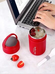 1 件不锈钢真空保温便携式午餐盒 500 毫升保温午餐食物加热汤杯保温容器便当盒带折叠勺、厨房、圣诞礼物