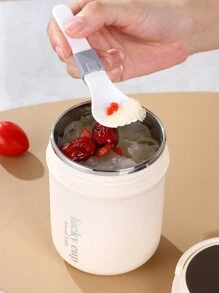 1 件不锈钢真空保温便携式午餐盒 500 毫升保温午餐食物加热汤杯保温容器便当盒带折叠勺、厨房、圣诞礼物