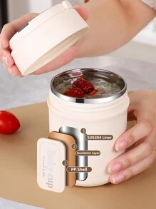 1 件不锈钢真空保温便携式午餐盒 500 毫升保温午餐食物加热汤杯保温容器便当盒带折叠勺、厨房、圣诞礼物