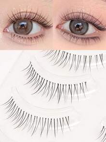 5 Paar Wimpern, Japanische und Koreanische Wimpern mit klarem Kleber, natürlich weicher, wiederverwendbar