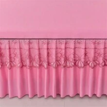 1 件高支纯色褶皱蕾丝床裙，4 季床垫保护套，奢华蕾丝边床裙让您的卧室高贵而温暖，适用于卧室、宿舍、酒店、度假出租屋、办公室午睡、床上用品（不含枕套） - 公主粉 - 查看 8