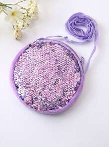 1pc Kids Cartoon Crossbody Bag, Fashion Princess Girls Plush Sequin One Shoulder Bags