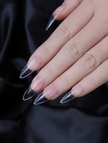 120Pcs Clear Nail Tips Soft Gel Nail Tips Short Full Cover Short Oval Artificial False Press On Nails For Home Diy - Clear - View 9