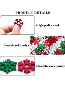 50 piezas Decoración navideña de madera en forma de copos de nieve, decoración para esparcir, decoración de mesa DIY, decoración de invierno, confeti de copos de nieve de madera para decoración de mesa, Navidad