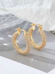 1 paire de boucles d'oreilles élégantes en cercle géométrique à micro-incrustation de cubic zirconia en argent sterling S925 pour femmes, cadeau de bijoux fins