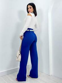 Swisz WOMEN'S BODYSUIT LONG SLEEVE HIGH NECK OPEN SHOULDER WINTER - 白色 - 查看 4